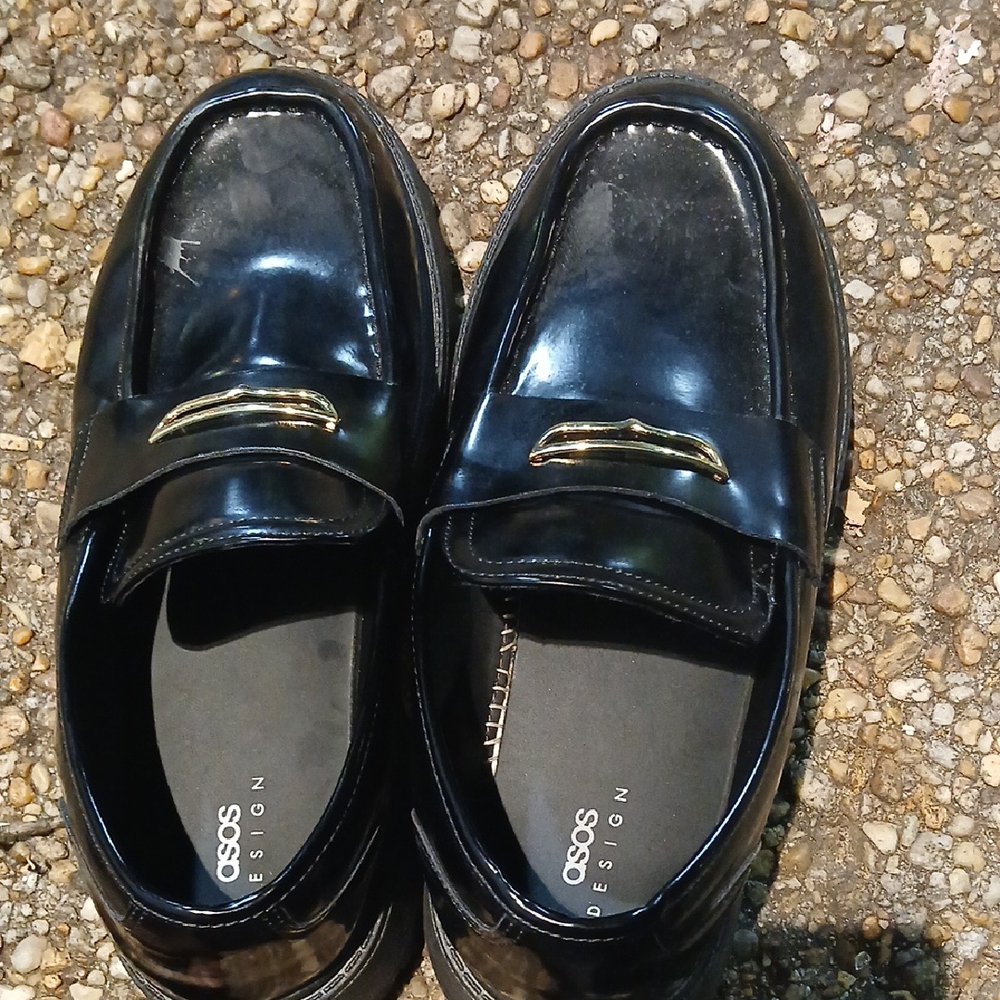 ASOS Black Loafers with Gold Accent